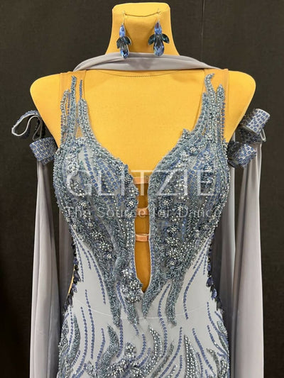New Smooth dress_ The Grey_Blue S Dancewear