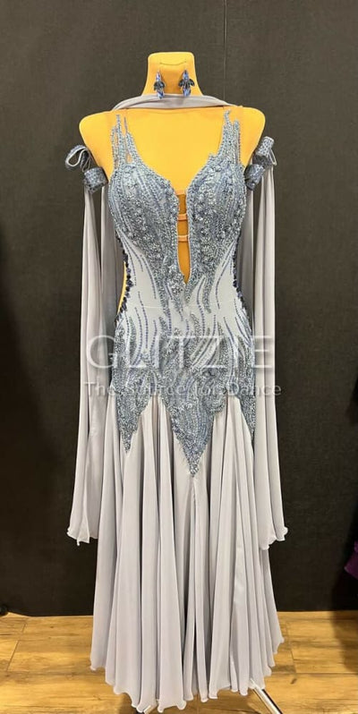 New Smooth dress_ The Grey_Blue S Dancewear