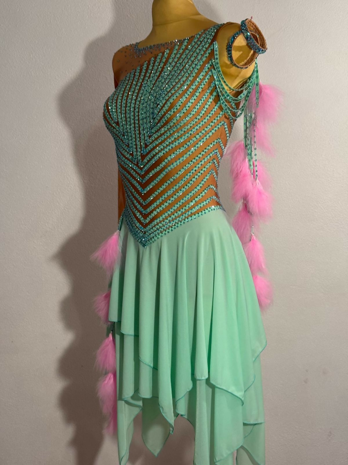 New mint stripe latin dress