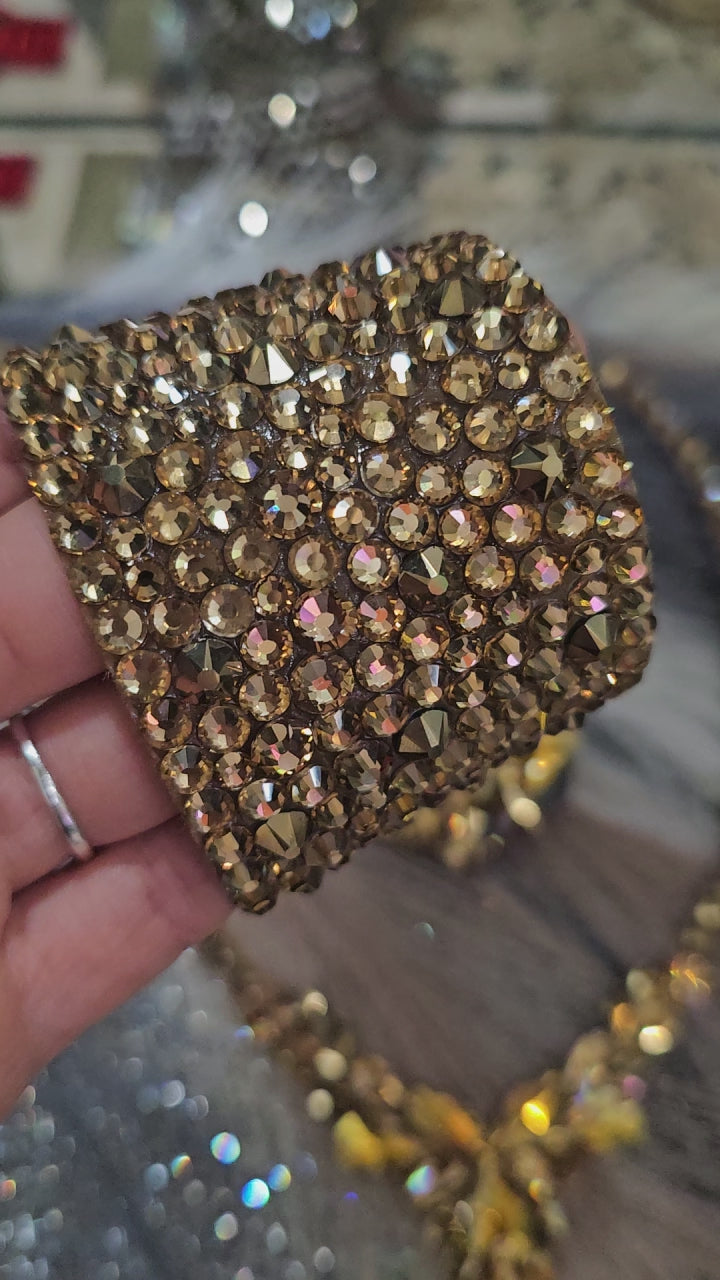 Crystals Rhinestones Hypoallergenic Jewelry Set: Earrings Necklace Bracelets.