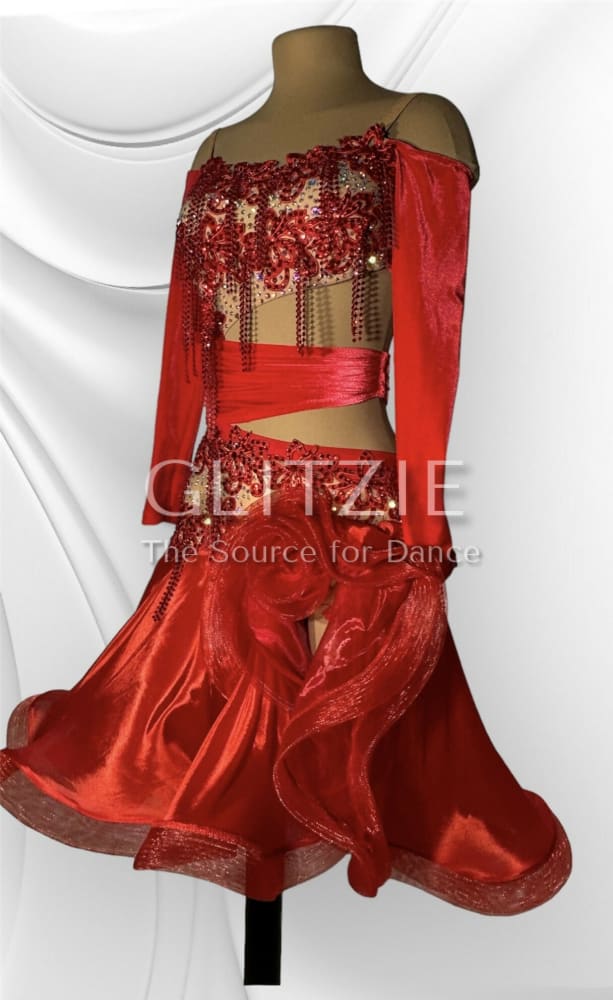 Red Velvet Latin Dress S Dancewear