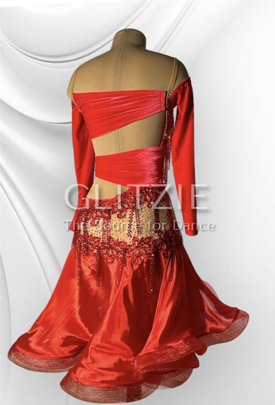 Red Velvet Latin Dress S Dancewear