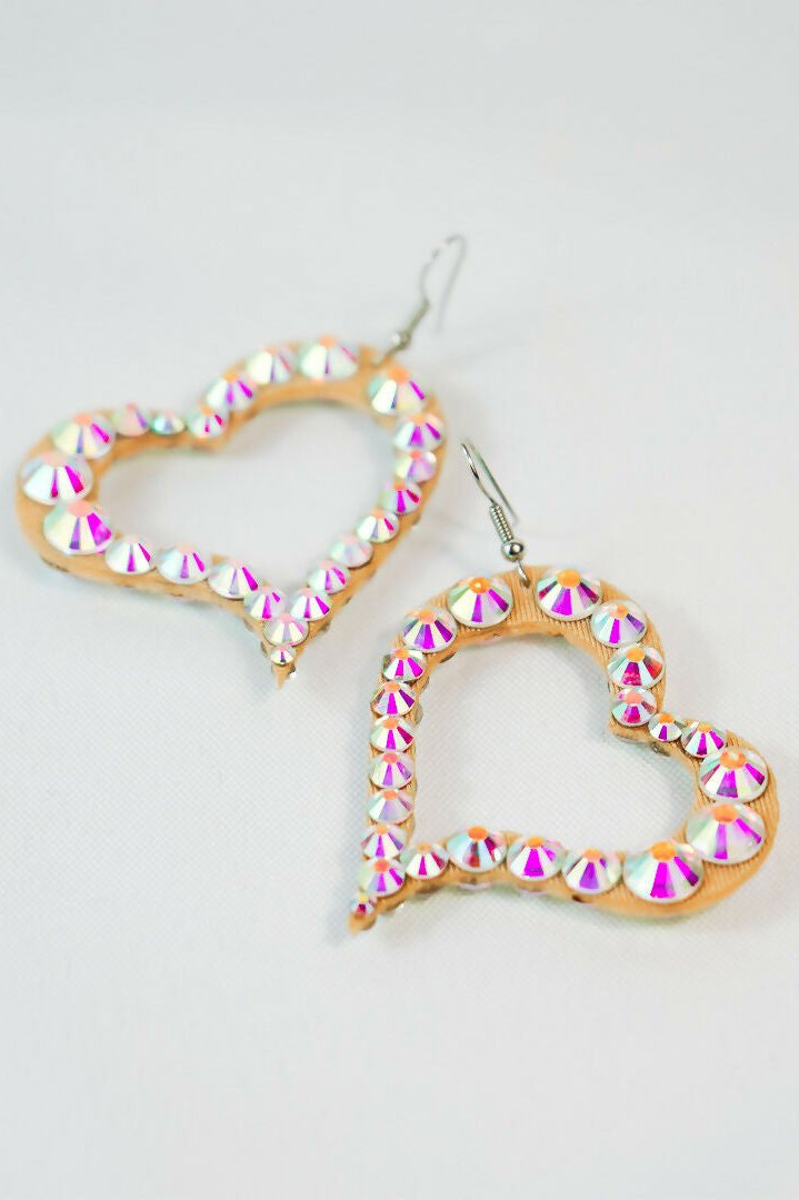 Heart rhinestone earrings