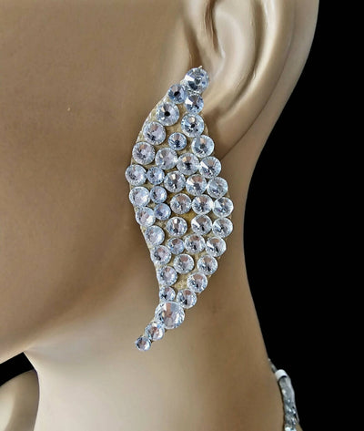 Women Ballroom Dance Jewelry Set Necklace , earrings, bracelets, Hair pcs crystals clear